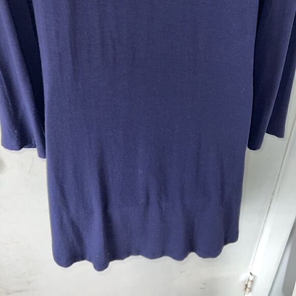 CAITE Navy Blue Lightweight 3/4 Sleeve Embroidered V Neck Tunic Top-S - Picture 6 of 9